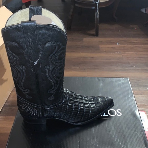 Señor de los cielos Other - All black real leather cowboy boot with caiman print.